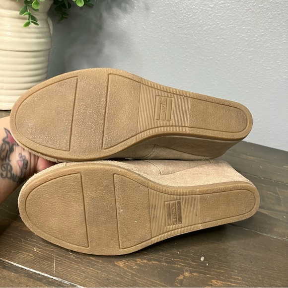 toms wedge booties Ankle Boots Desert Suede Beige Fall Boho Casual 6.5 - Picture 6 of 11